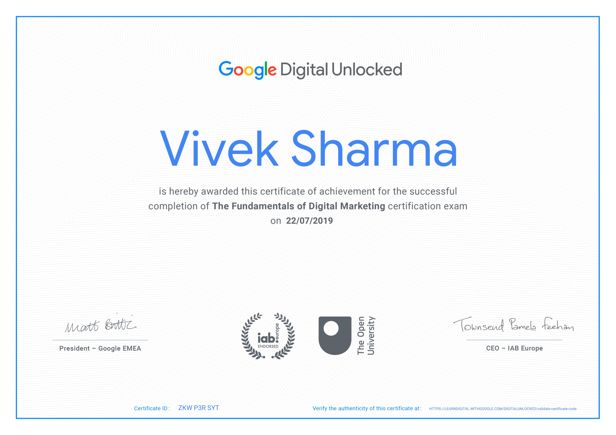 Vivek Sharma - Google Certified